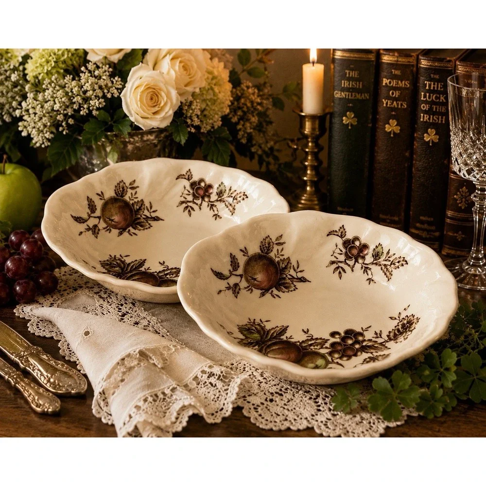 Set of 2 Vintage Johnson Bros Harvest Time Fruit 6.5